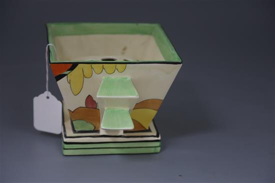 A Clarice Cliff Honolulu shape 515 flower vase, c.1933, W. 22cm